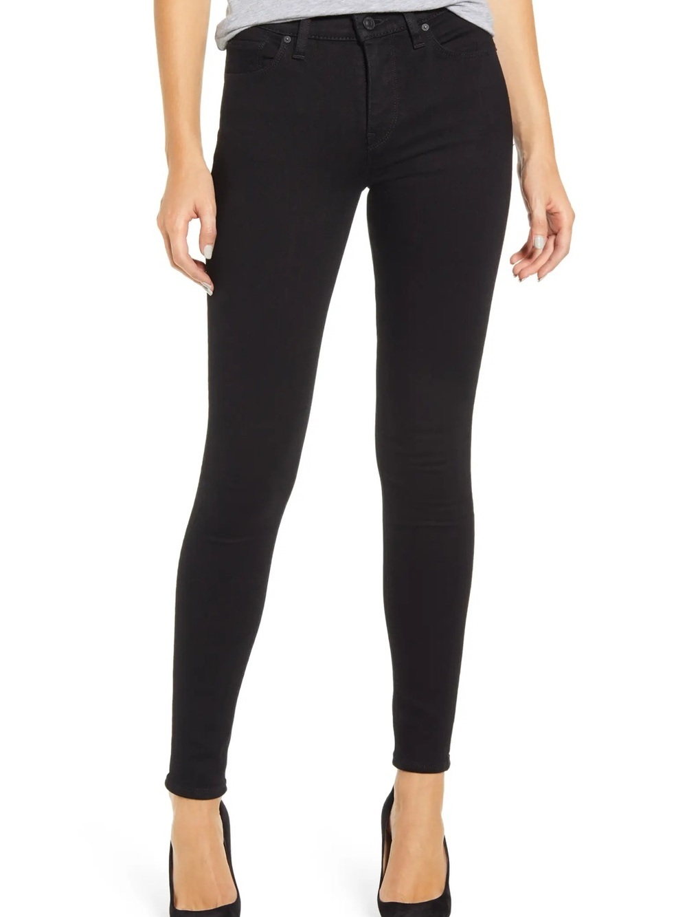 Hudson Nico Mid Rise Black Super Skinny Sleek Stretch Denim Jeans 28